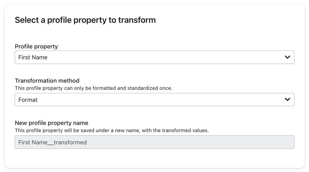 Onglet « Transformation » dans la navigation CDP