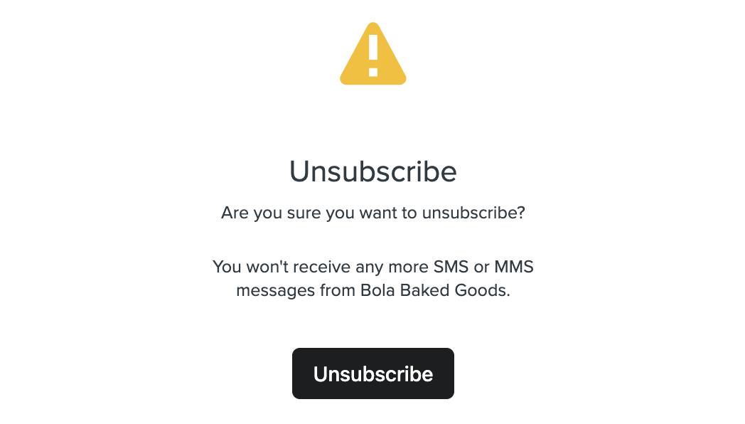 Page that the unsubscribe link directs users to