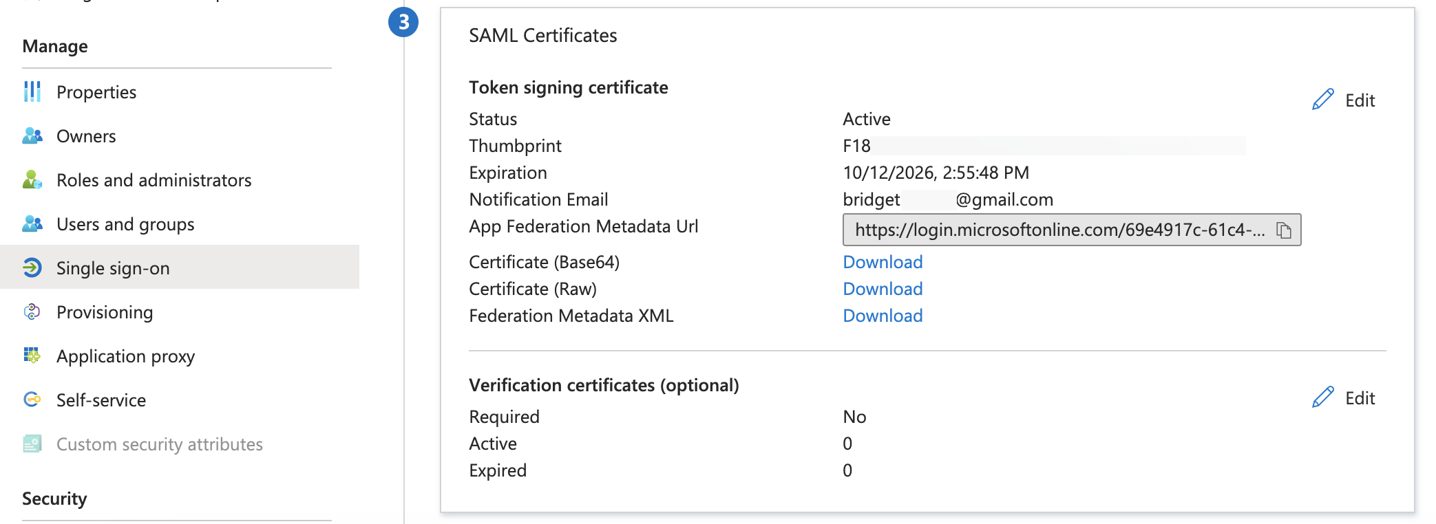 Passo 3 della pagina Single sign-on