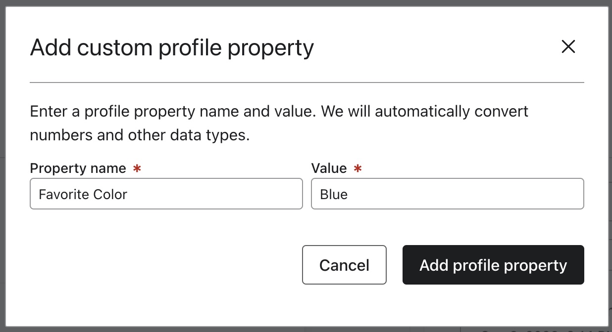 Add property modal