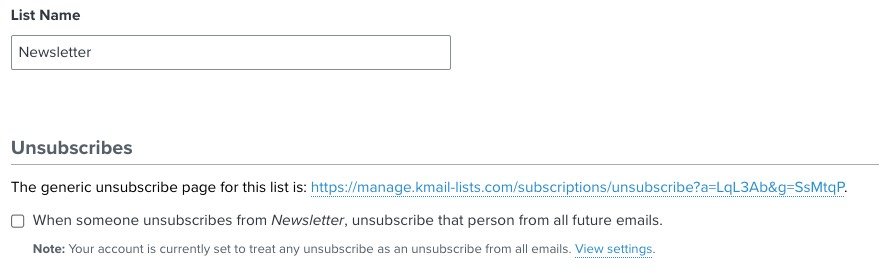 Checkbox to disable global unsubscribe for specific list