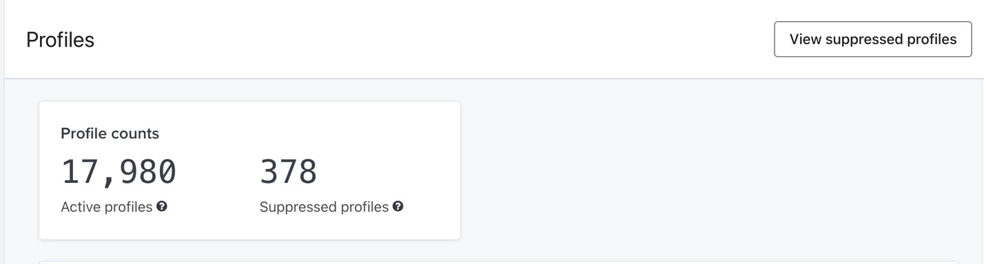 Profile page header with profile count and view suppressed profiles button