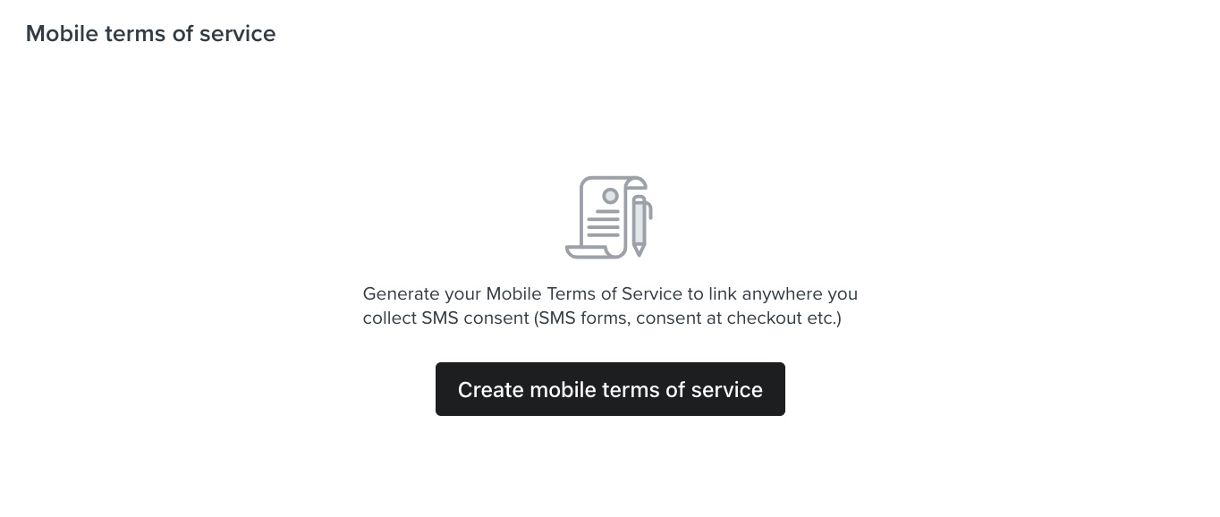 Section to create a mobile terms of service