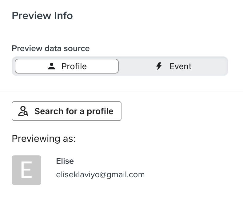 Toggle between profile and event data