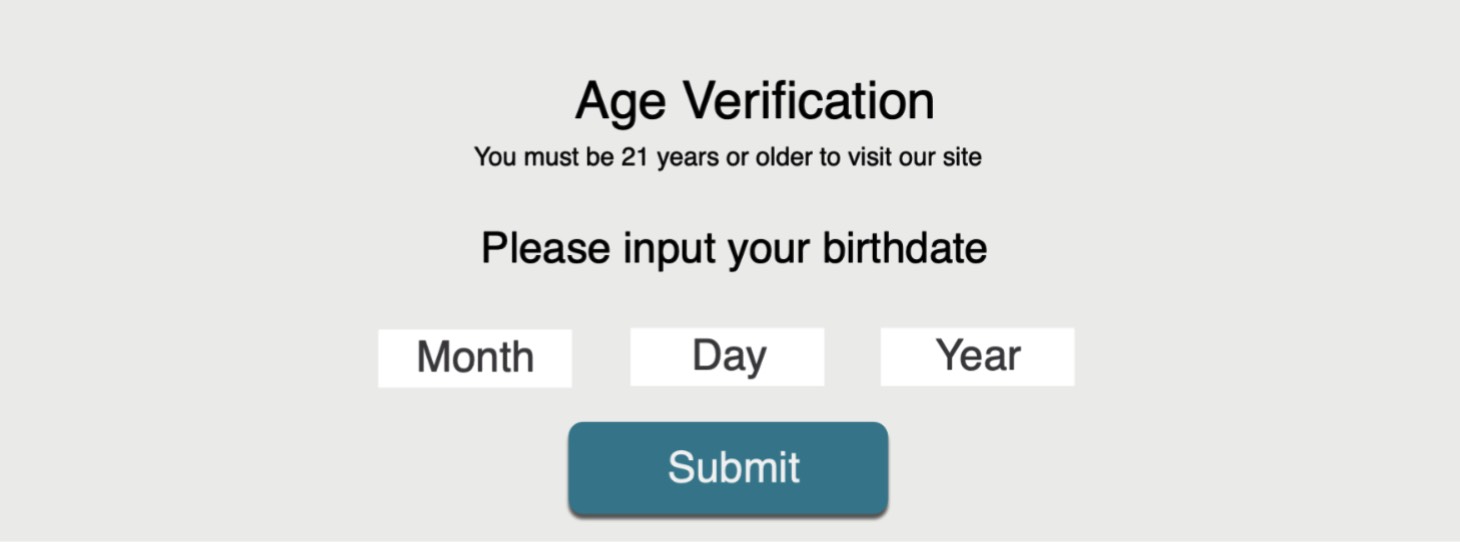 age verification on website requiring user to enter birthday