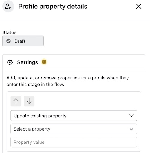 Profile property dropdown with Add step button below