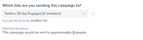 Configuração para enviar campanha para o segmento engajado de 30 dias