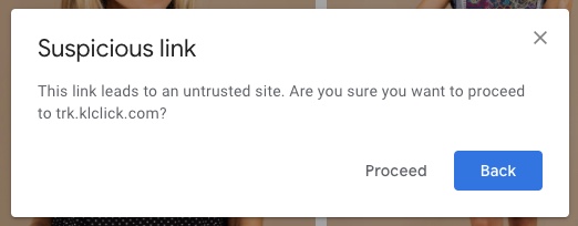 Suspicous link warning in Gmail