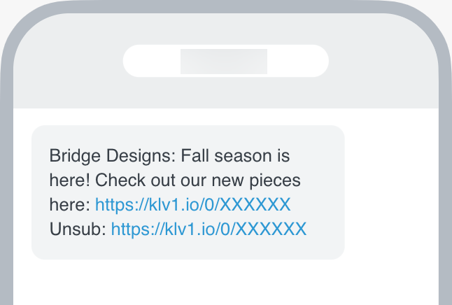 Example SMS that includes an unsubscribe link