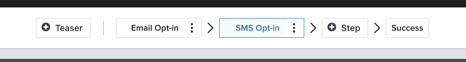 The SMS Opt-in step selected in the top menu bar of the form builder.