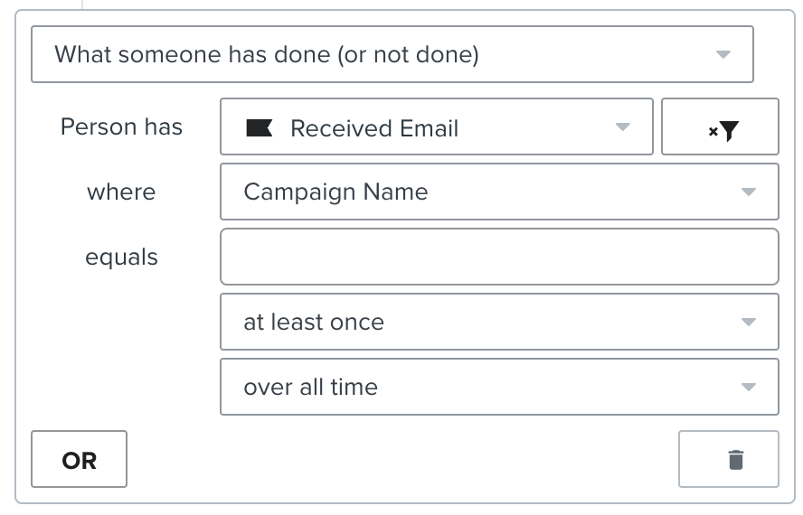 A flow filter to include those who have received your review request campaign