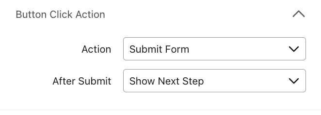 Configurações do botão do formulário para levar as pessoas que clicam no botão para a próxima etapa