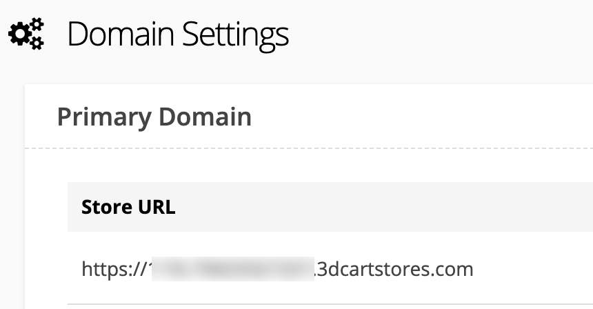 Le impostazioni del dominio Shift4Shop mostrano l'URL del negozio