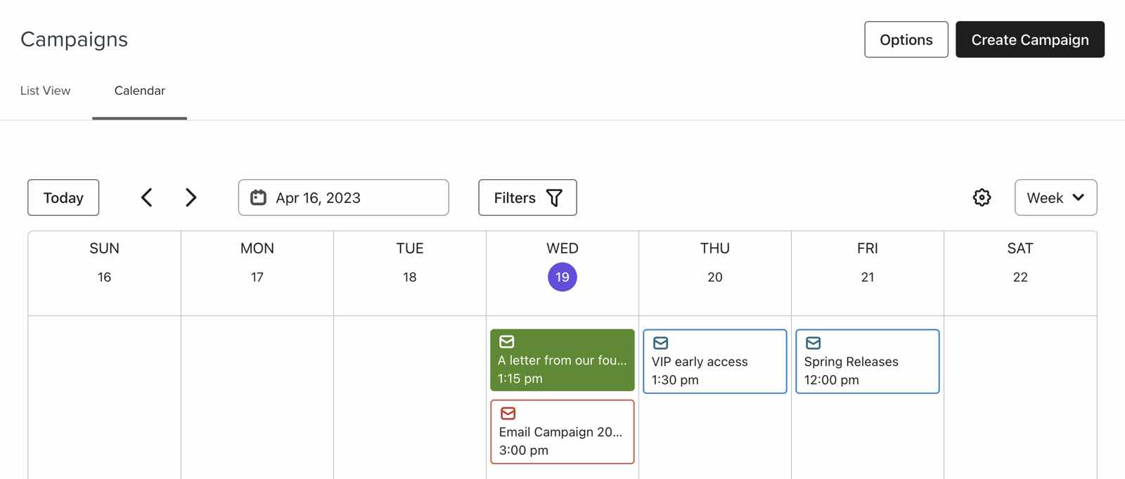 View your campaigns in a calendar