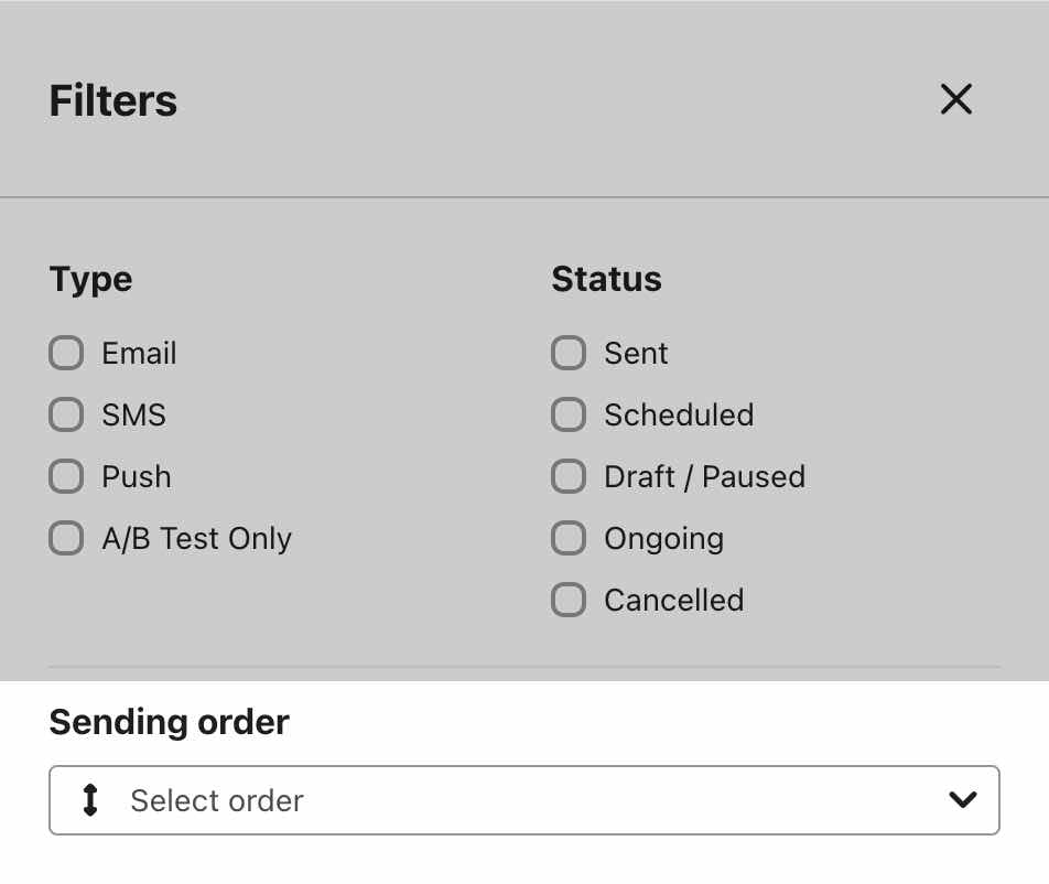 Filter your campaigns status