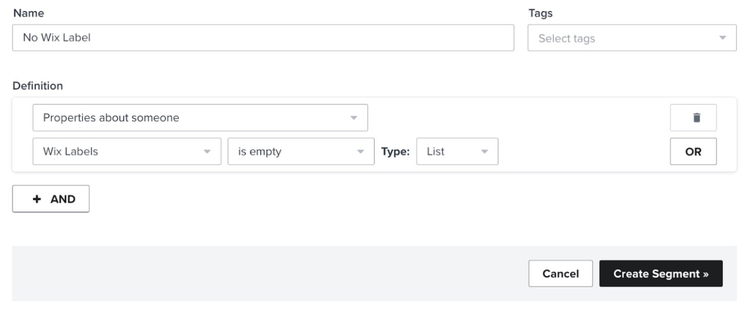 Segment builder com segment no wix label