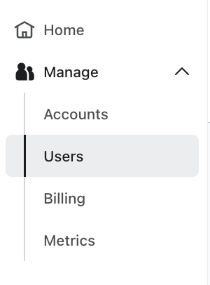 Users tab within a portfolio navigation menu