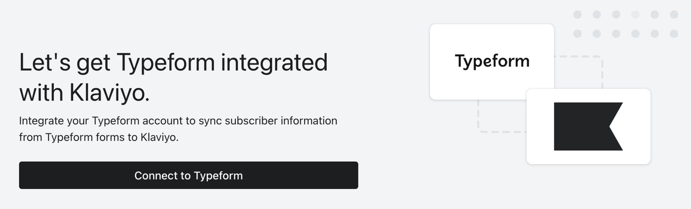 Référencement de Typeform sur Klaviyo dans l'annuaire des intégrations.