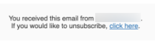 The default unsubscribe footer