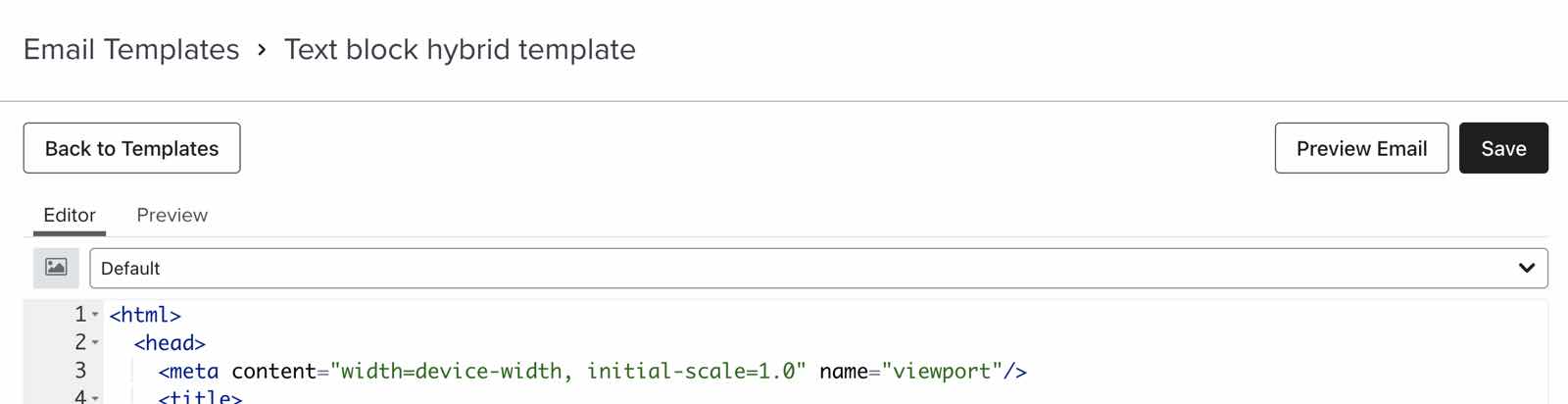 El html de una plantilla de correo electrónico híbrida