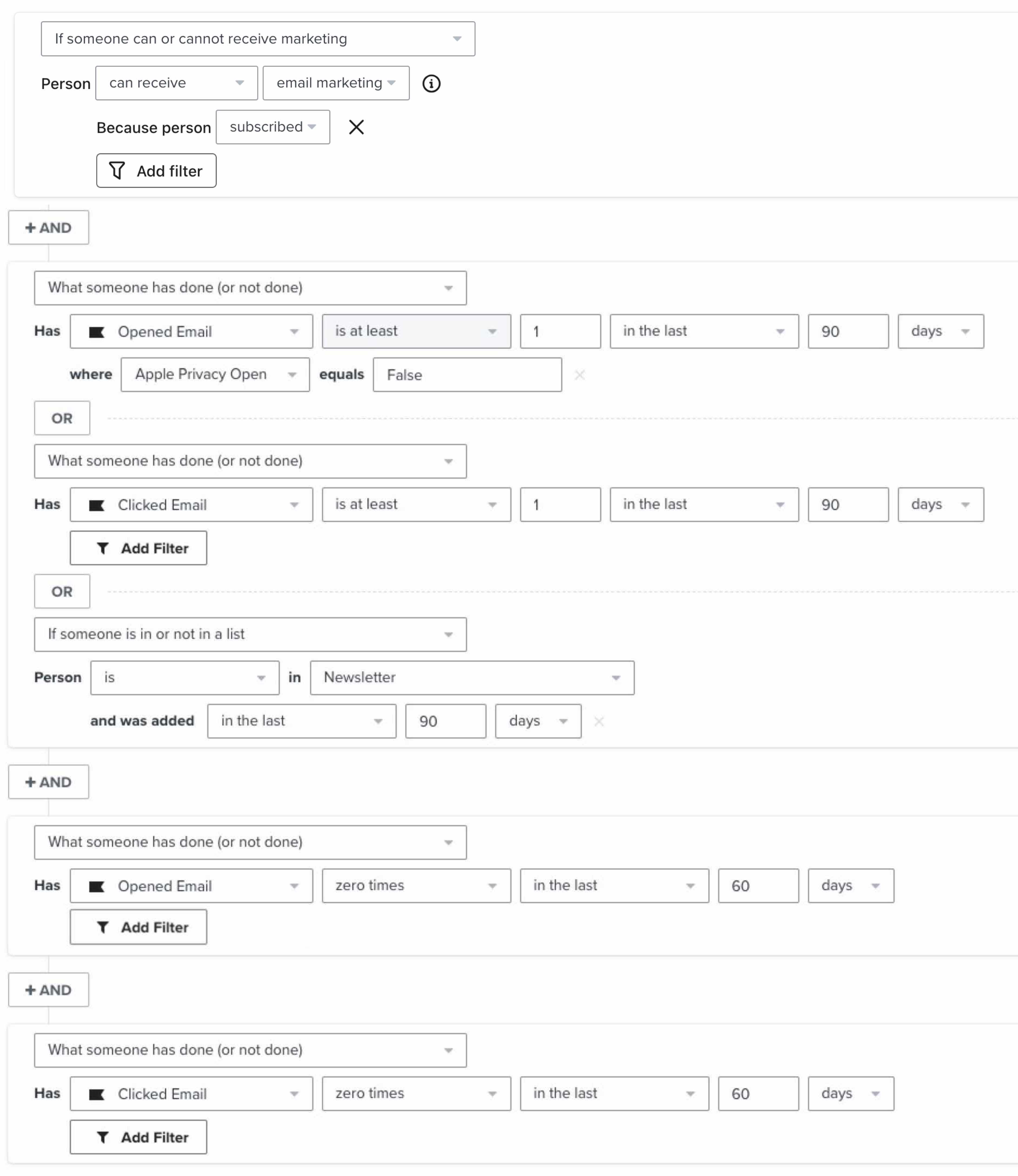 The track C segment definition for a daily sender