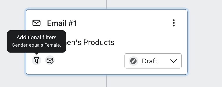 Cursor hovering over the additional filter icon found on a flow email.