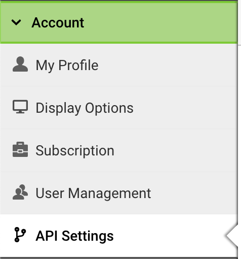 Desplegable de cuenta en ShipStation con la configuración de API seleccionada