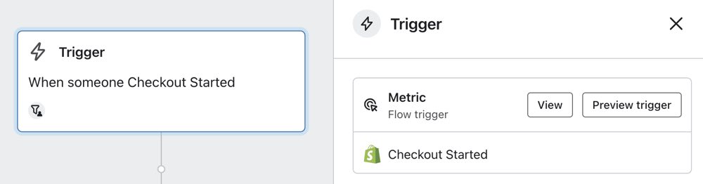 Started Checkout as the trigger of a flow in the flow builder.