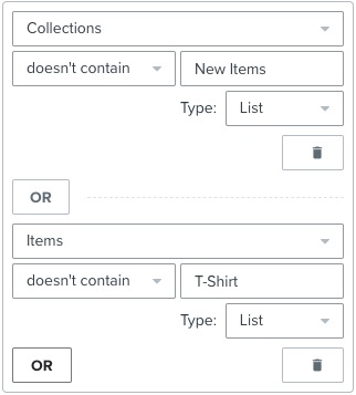 Dois filtros de acionamento conectados por um conector AND.