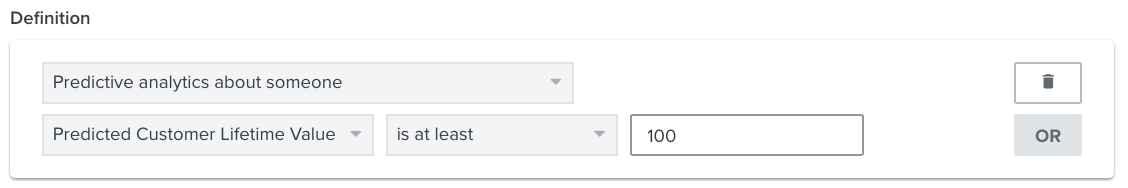 A segment of customers with a CLV over 100