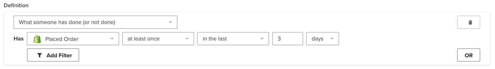 A segment of purchasers from the last 3 days