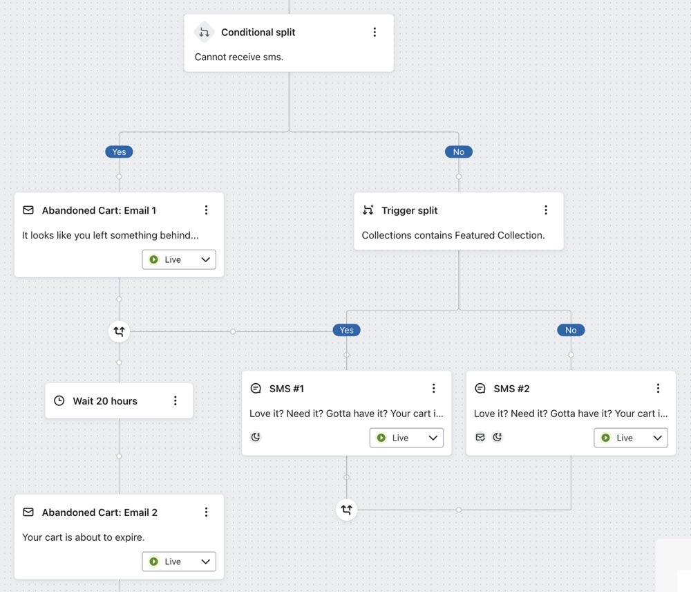 Using a trigger split to send different SMS message to those purchasing
  from a certain collection