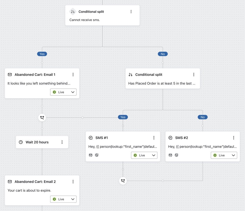 Using a conditional split to send different SMS message to more frequent
  purchasers