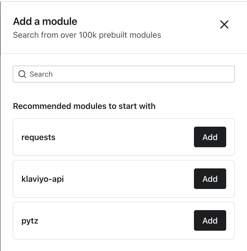 Add module modal