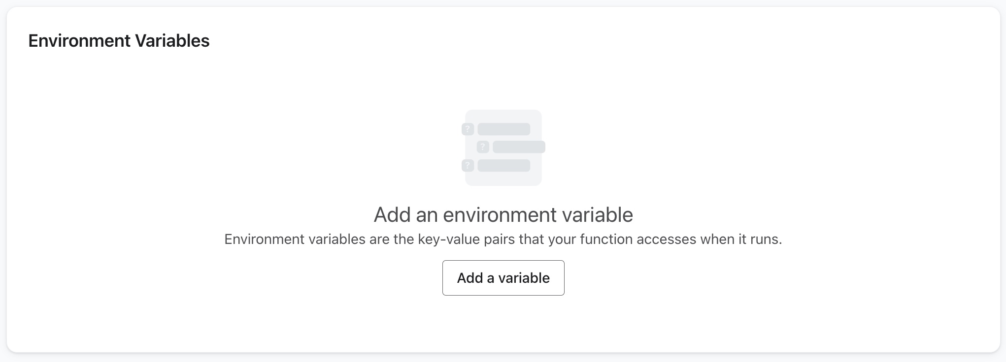 Bouton Ajouter des variables d’environnement