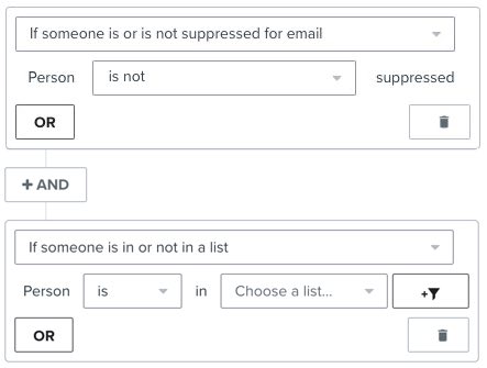 Old filters for 'person is not suppressed' AND 'pers is in list'