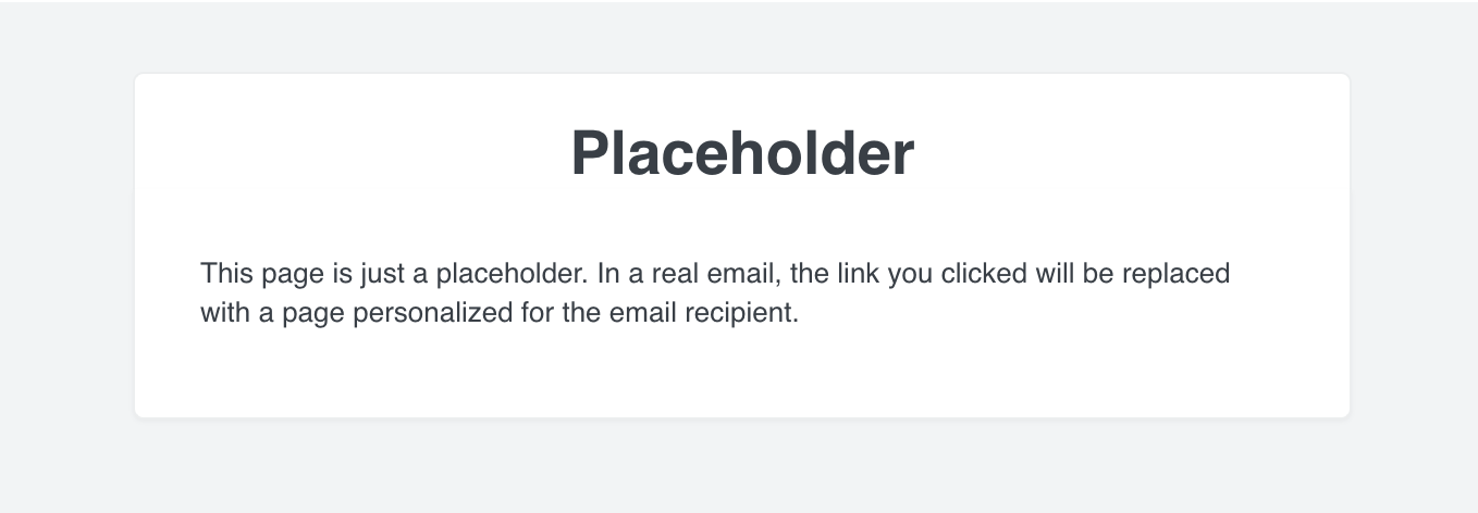 Placeholder exibido quando um link Update Property é clicado em um e-mail de visualização