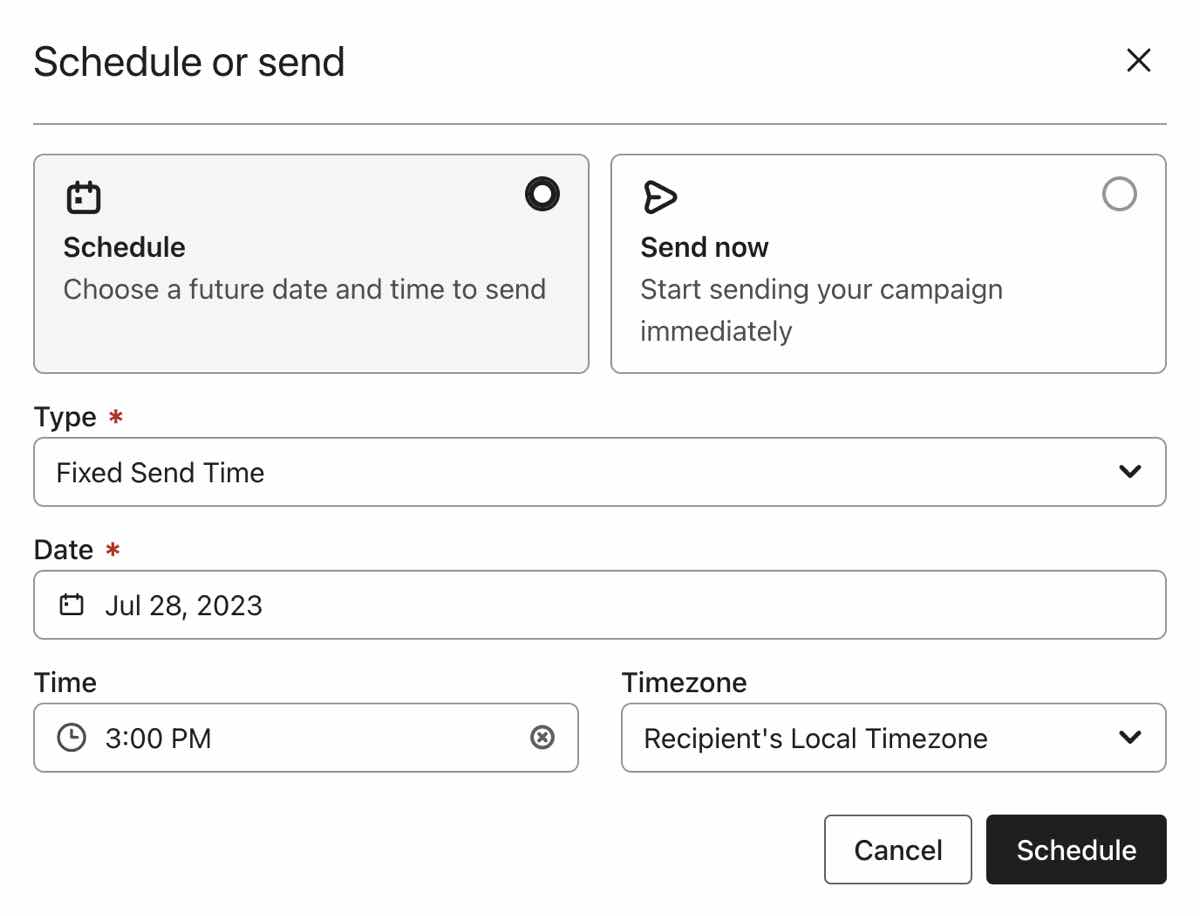 Sending in recipient's local time zone