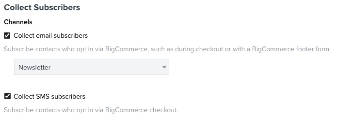 Pagina di configurazione per l'integrazione con BigCommerce.