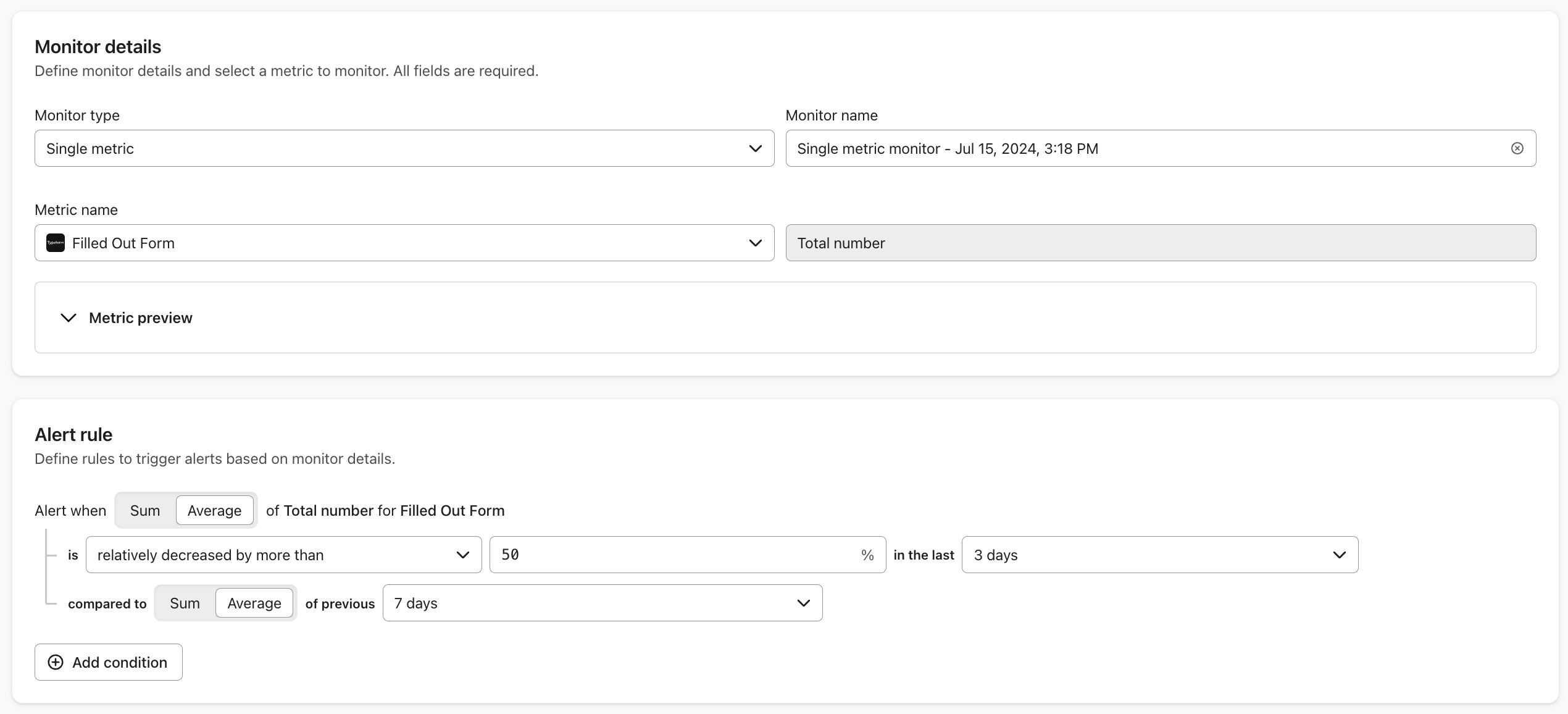 Example of alert rule to monitor integration health