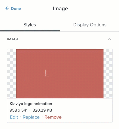 A gif in Klaviyo's email editor