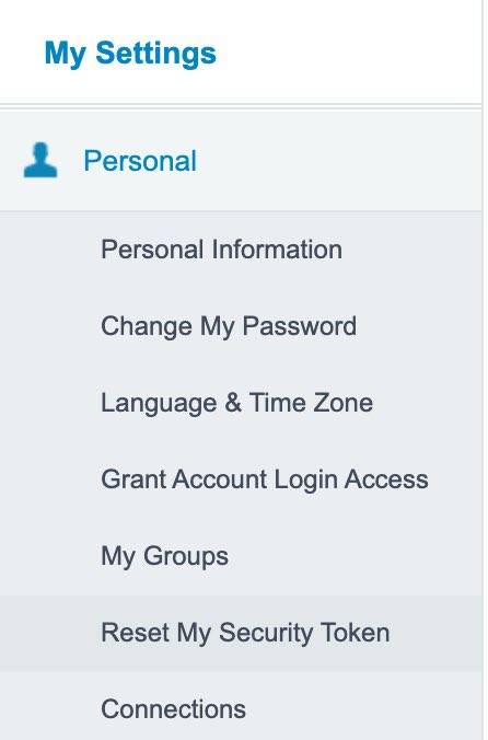 Desplegable personal en Mis ajustes con Restablecer mi token de seguridad resaltado en gris oscuro