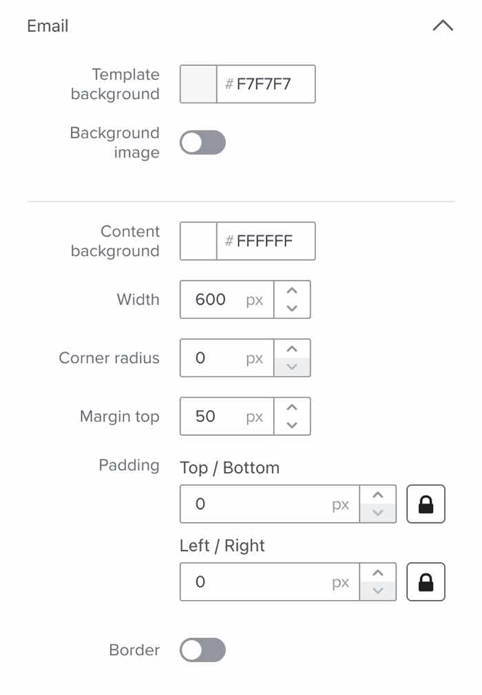 Email style settings