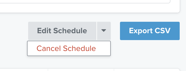 View of the Cancel Schedule button next to the Export Button