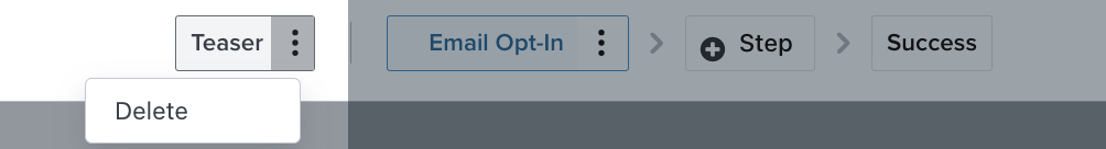 The 3dots selected next to the Teaser button in the menu bar of the form editor showing the option to Delete.