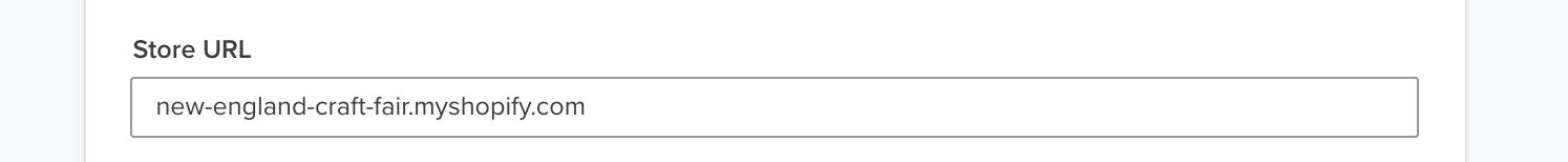 L'URL de la boutique sur la page des paramètres d'intégration de Shopify ne contient pas d'erreur, mais l'URL ne contient pas de préfixe ou de barres obliques à la fin.