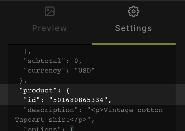 The product ID variable within the code