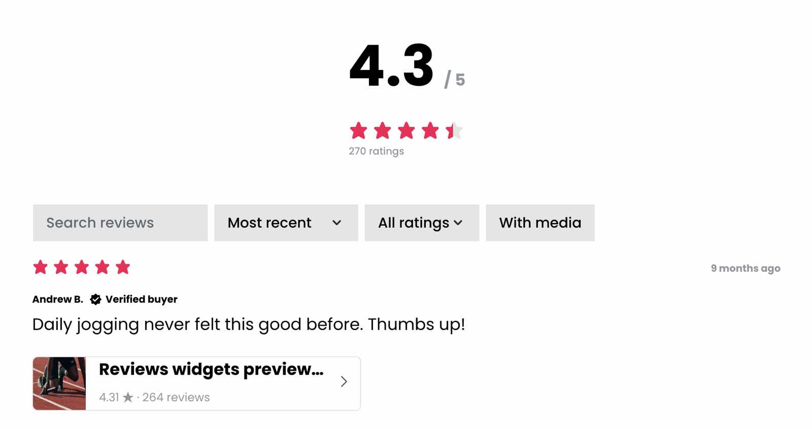 The SEO/All reviews widget