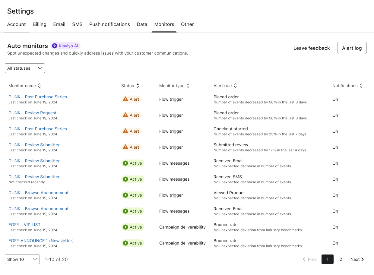 Auto-monitors list