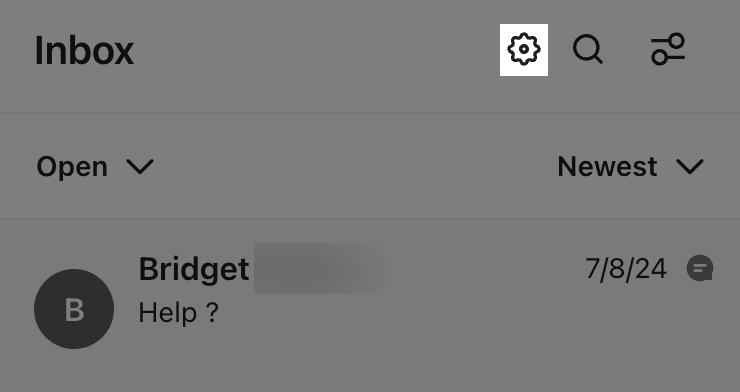 Settings icon within Conversations